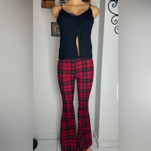 NWT JUSTPOLLY PLAID R/B WIDE LEG PANT CHRISTMAS - Picture 7 of 7